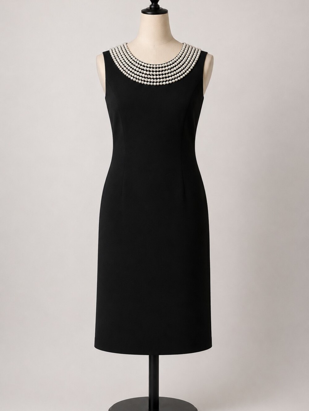 connected apparel Black Sleeveless Mini Dress with Jeweled Collar Detail